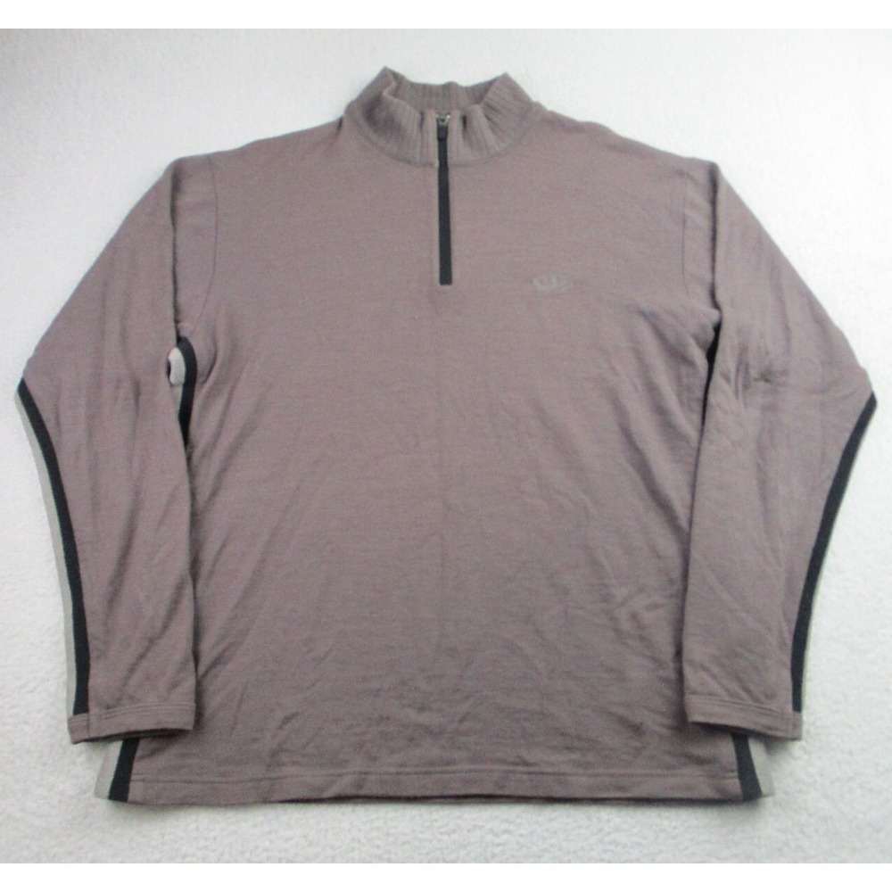 Icebreaker Sport Sweater Mens XL Brown Pullover Merino Wool Thumbholes Active‎